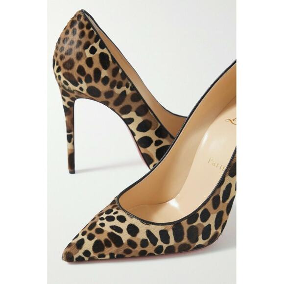 Christian Louboutin Kate 100 Pony Madagascar Leopard Black Brown Heel Pump 36.5 - Picture 7 of 12